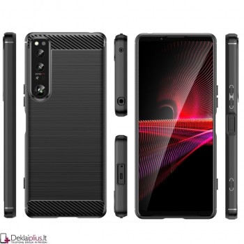 Carbon guminis dėklas - juodas (Sony Xperia 1 IV)